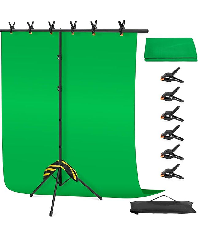 Green Screen Backdrop Kit 6.5X5ft,Portable greenscreen Background with Stand,Adjustable T-Shape Photo Backdrop Stand for Photography, Streaming,Video,Studio,Party,Zoom