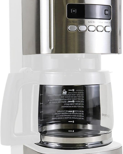 Kenmore drip Coffee Maker - 12 Cup programmable cafe machine with glass pot, regular & bold brew, auto shut off large water reservoir, reusable filter, kitchen appliances for cafeteria barista, White