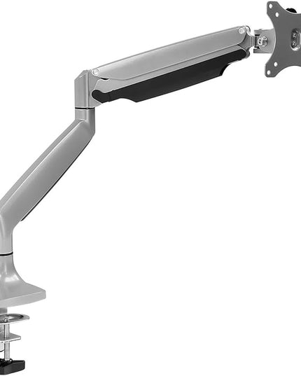 Mount-It! Single Monitor Arm Desk Mount | Gas Spring Monitor Arm | Full Motion Articulating Height Adjustable | Fits 21 22 23 24 27 30 32 Inch VESA Compatible Computer Screen | Clamp and Grommet Base