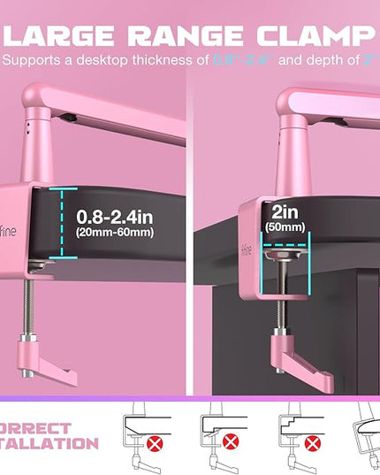FIFINE Low Profile Boom Arm Mic Stand, Microphone Stand with Cable Management Channel, Desk Clamp, Screw Adapter for Streaming Podcast Recording, Adjustable Metal Mic Boom Arm Pink-BM88P