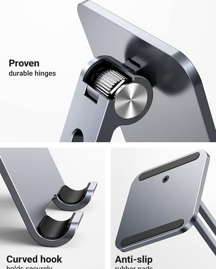 UGREEN Tablet Stand Compatible for iPad Desk Stand Holder Adjustable Aluminum Thicker Base Compatible with iPad Pro Air Mini 13 12.9 11 Inch Home Office Desk Accessories Grey