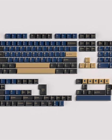 Sumgsn 163 Keys Double Shot Keycaps Cherry Profile Blue Samurai Keycaps for 61/64/87/104/108 Cherry Mx Switches ISO ANSI Layout Mechanical Keyboard