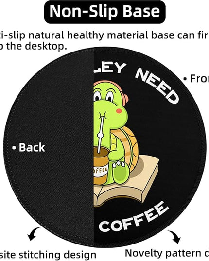 Turtle Mouse Small Pad, Cute Funny Mousepad with Non-Slip Rubber Base, Mini Round Mouse Pads for Desk Accessories Laptop Gaming Office Supplies Decor(8.6 x 8.6 Inch)