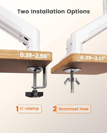 ErGear Dual Monitor Stand up to 32 inches Screen, Load-Bearing Max 22 lbs Each Arm, Adjustable Dual Monitor Mount, Sturdy Steel vesa Monitor Mount with Stable VESA 75x75 100x100mm-White