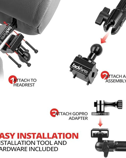 Tackform Headrest Mount for GoPro and Other Action Cameras,10.75 Inch