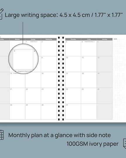 POPRUN Planner 2025-2026, Horizontal Weekly Notebook Jul.25-Jun.26 (Large 8.5''x 10.5''), Academic Calendar Book with Monthly Tabs, Spiral Soft Cover, Inner Pocket, 100 GSM - Aquamarine