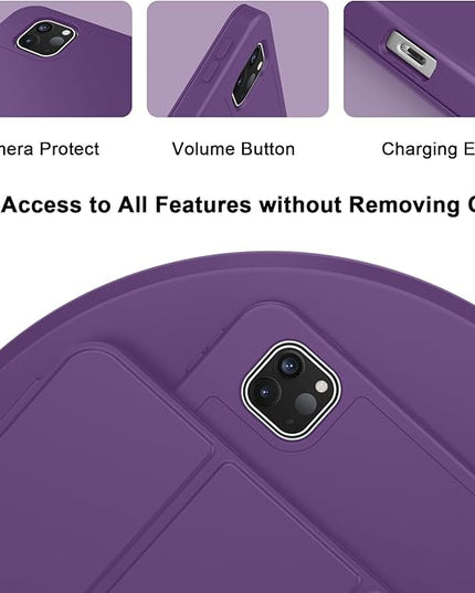 ZryXal iPad Pro 11 Inch Case (M5) 2025/ (M4) 2024 (Model: A2836/A2837/A3006), Trifold Stand Smart Cover with Pencil Holder and Soft TPU Back, Auto Wake/Sleep (Dark Purple)