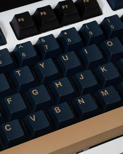 Sumgsn 163 Keys Double Shot Keycaps Cherry Profile Blue Samurai Keycaps for 61/64/87/104/108 Cherry Mx Switches ISO ANSI Layout Mechanical Keyboard