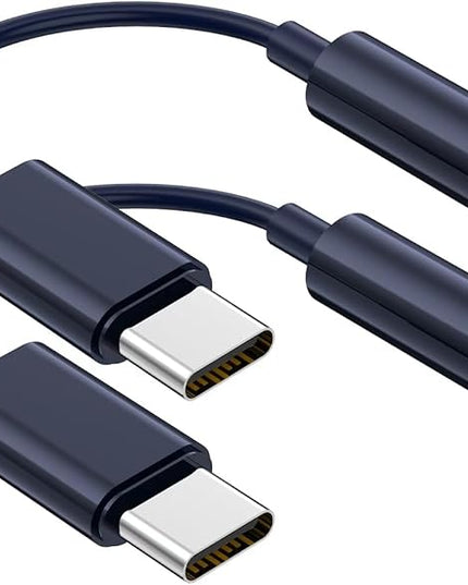 USB C to 3.5mm Audio Headphone Jack Adapter (2Pack), Aux to USB C Dongle Cord Cable Compatible with iPhone 17/16/15, iPad Pro, Samsung Galaxy S25 S24 S23 Ultra/Google Pixel - Blue