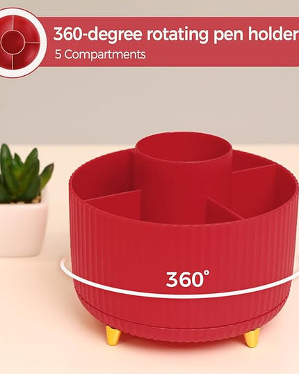 SKYDUE Red Office Supplies Set, Pencil Holder for Desk, Stapler, Tape Dispenser, Scissors,Clips and 1000pcs Staples, Office Decor for Women, Red Desk Accessories