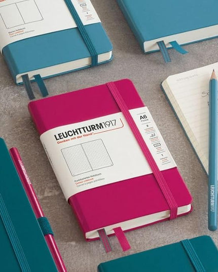 LEUCHTTURM1917 - Notebook Softcover Pocket A6-123 Numbered Pages for Writing and Journaling (Plain, Powder)