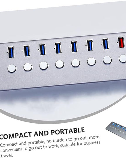 BESPORTBLE Port USB Hub Charging Port Independent Power Switches USB Splitter Expansion for Laptop and Computer
