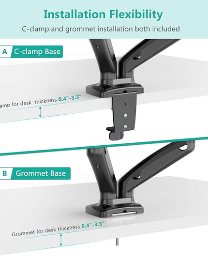 WALI Dual Monitor Stand for 17-32 inch Screens, Dual Monitor Arms for 2 Monitors Holds up to 19.8 lbs, Adjustable Gas Spring Dual Monitors Mount, VESA 75x75/100x100mm (GSMP002), Black