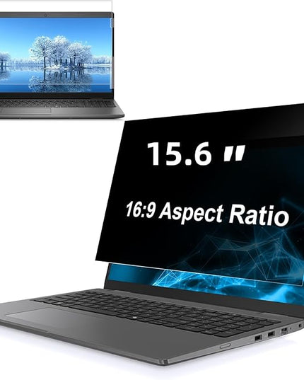 Hoktods 15.6 Inch 16:9 Laptop Privacy Screen Filter, Computer Monitor Privacy Shield, Anti Scratch Anti Spy Anti Glare Blue Light Screen Protector