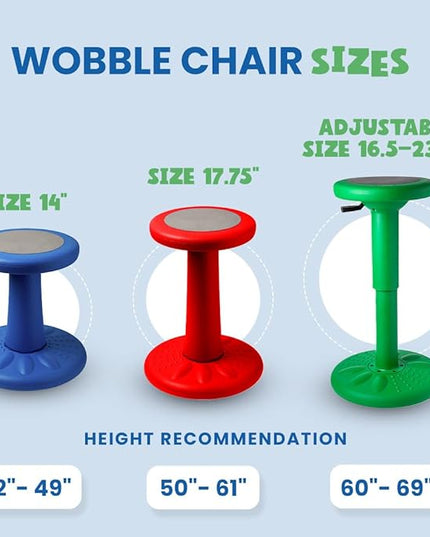 Studico ActiveChairs Adjustable Wobble Stool, Flexible Classroom Seating, Improves Focus, Posture & Helps ADHD/ADD, Sensory Chair, Active Desk Chairs, Adjusts from 16.65" to 23.75", Ages 13-18, Grey