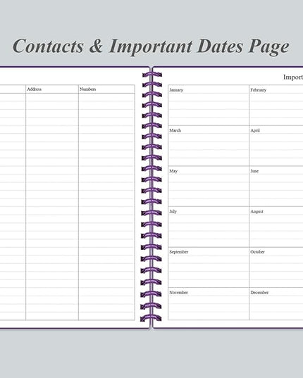 Daily Planner Undated - A5 To Do List Notebook Hourly Schedules, Spiral Appointment Planner for Women and Men, PVC Hardcover, Inner Pocket, Elastic Closure, 5.8" x 8.3", Purple