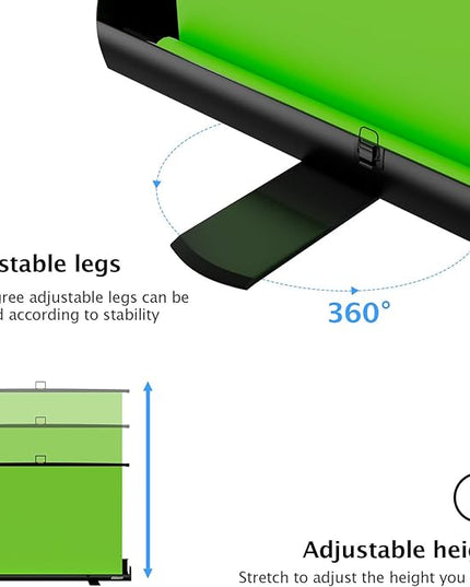 EMART Upgrade Green Screen, 61x72in Collapsible Chroma Key Panel for Background Removal, Portable & Retractable Wrinkle-Resistant Backdrop with Stand for Streaming, Photographic Studio, TikTok