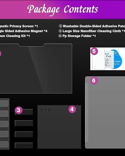 PYS Magnetic Laptop Privacy Screen 14 Inch 16:9 - Laptop Screen Privacy Shield, Anti-Blue Light, Anti-Glare Filter, Removable Screen Protector