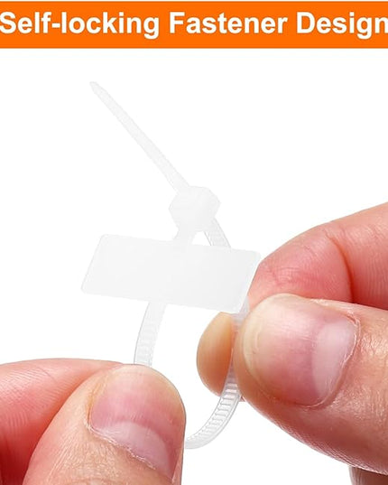 MECCANIXITY 100pcs Marker Cable Zip Ties, 4 Inch Self-Locking Labels Zip Tie Wraps, Wire Tags Ties Strap for Indoor and Outdoor, 1/8",White