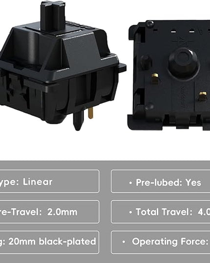 Gateron Oil King V2 Pre Lubed 5pin Linear Switches for Mechanical Keyboard (90PCS, Oil King)