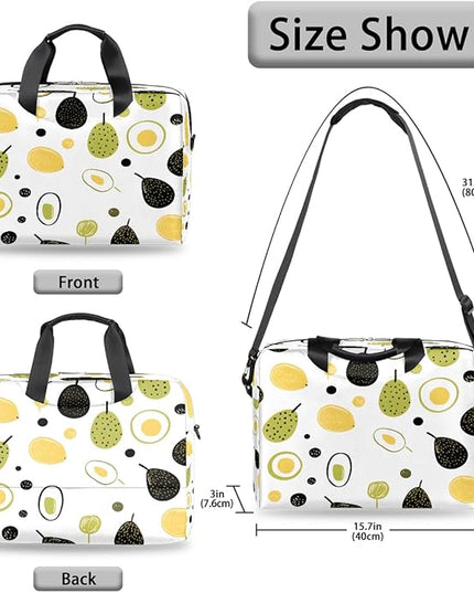 JXDXHCW Cartoon Avocado Laptop Bag Carrying Case 15.6 Inch Laptop Briefcase Messenger Shoulder Bag for Tablet Computer Bag for Travle Business Men Women