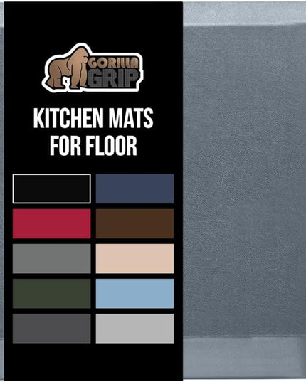GORILLA GRIP Comfortable Cushioned Kitchen Mats for Floor, Waterproof and Stain Resistant Soft Top, 3/4 Inch Thick Ergonomic Standing Desk Anti Fatigue Mat, Foam Supports Ankles, Feet, 17x24, Charcoal