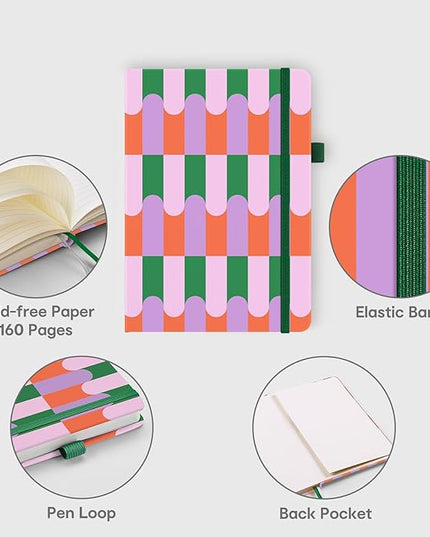 &And Per Se Lined Journal Notebook, 160 Pages, A5 5.7 x 8 inches College Ruled Thick Paper Notebook Journals for Writing, Hardcover Notebooks for Women Men Office School (Color Block)