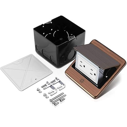 Vagueior Recessed Floor Electrical Outlet Kit,Waterproof Electrical Outlet Covcer Box,Hidden 20A Tamper-Resistant Receptacle Outlet with Slow Elastic Damping ，ETL Certified,Bronze