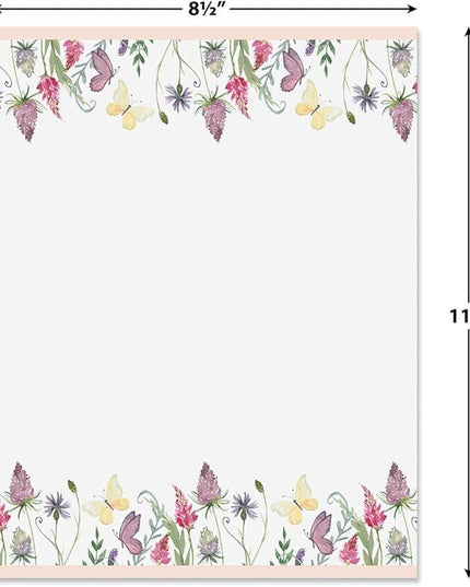 Current Singing Butterfly Floral Letter Paper - Spring Stationery Papers With Decorative Butterfly Border, Printable Holiday, Wedding & Bridal Shower, & Invitation Sheets, Set of 25, 8 1/2" x 11"