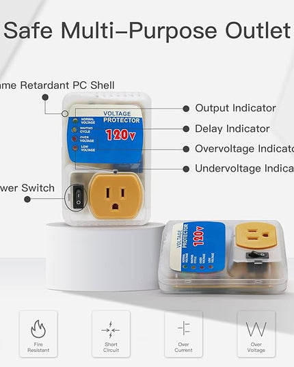 [ETL Listed] BSEED Electronic Surge Protector for Home Appliance,Voltage Protector Suit for Refrigerators and Freezers, Voltage Brownout Outlet 120V 15A,1800Watts(2 Pack)