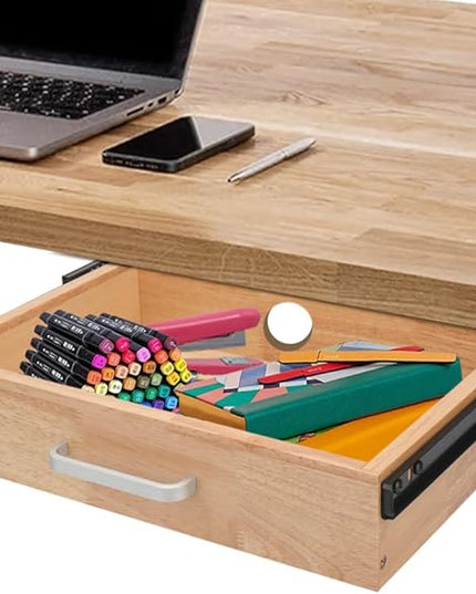 Under Desk Drawer Storage Organizer - Wooden Mounted Sliding Pull-out Drawer, Hidden Desktop Organizer for Office