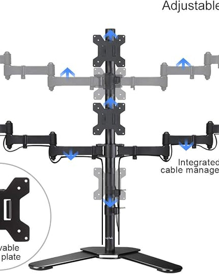 Suptek Quad LED LCD Monitor Stand up Free-Standing Desk Stand Extra Tall 31.5" Pole Heavy Duty Fully Adjustable Mount for 4 (3+1) / Four Screens up to 27 inch (ML6864)