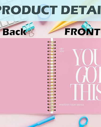 Yhtrg Spiral Journal Notebook for Women, You Got This Inspirational Notebooks Journal, Pink School Journal Notebook, Pink Motivational Positive Notebooks for Office School Supplies, 5.5x8.3 Inch