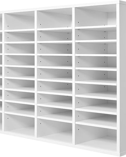 VEVOR Literature Organizer, 36 Compartments Office Mailbox with Adjustable Shelves, Wooden Mailbox Sorter Medium Density Fiberboard Office Home Classroom Storage for Files, Documents, Papers, White
