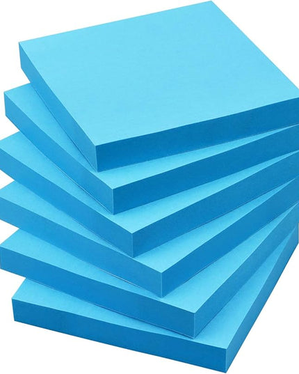 Sticky Notes 3x3 Self-Stick Notes Pads with 6 Bright Colors, Easy to Post for Office, School, Home, 6 Pads/Pack, 100 Sheets/Pad (Blue)
