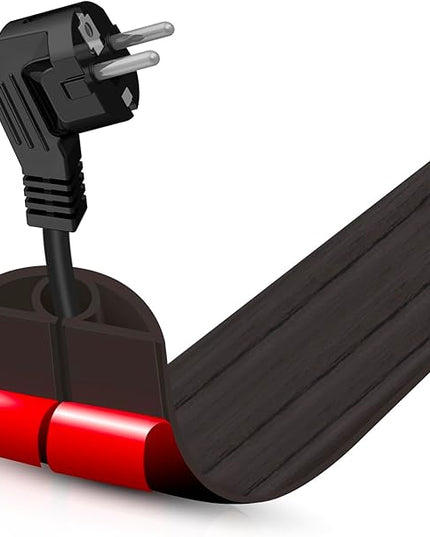 Floor Cord Cover Self Adhesive Cord Hider,3.3FT Cable Management, Extension Strip Protector for Wires, Prevent Cable Trips for Offices, Gyms, Exhibitions Cavity:0.3"(W) x 0.28"(H) Black Wood