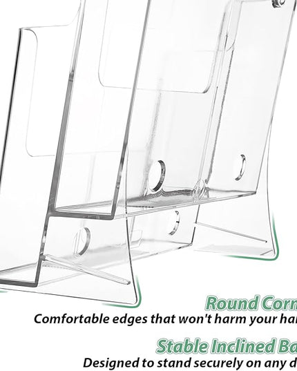2 Pack 2 Tier Acrylic Brochure Holder 8.5x11 & 4 x9 Inches Wall Mount Brochure Display Stand Clear Pamphlet Holder Literature Holder Plastic Flyer Holder for Trifold, Magazine, Document