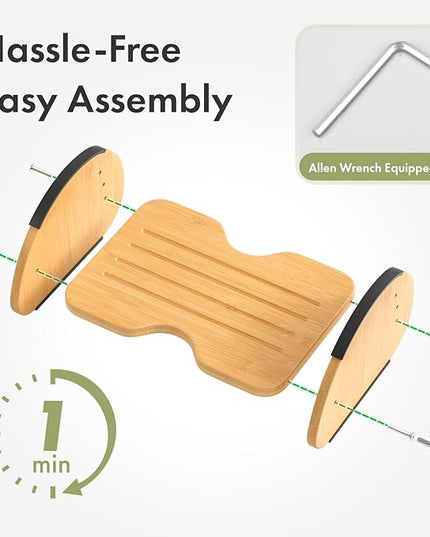 Amazer Bamboo Foot Rest for Under Desk at Work, 2-in-1 Reversible Rocking Footrest Adjustable Foot Stool, Ergonomic Footrest for Under Gaming Desk, Feet Support Leg Footstools for Home Office
