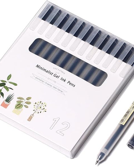 XIZE SH Minimalist Japanese Style Gel Pens 0.5mm Fine Point 12 Pack Black Ink Ball Point Pens for Office School Stationery Supply