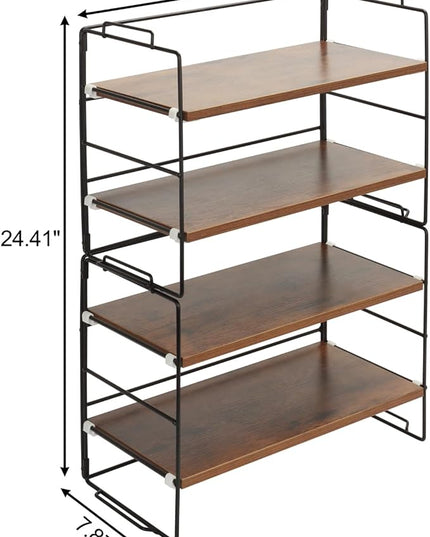 KATHY&BOB Wood Desk Shelf Organizer, 2-Tier Desktop Supplies Storage Rack, Adjustable Stackable Desk Shelf for Office, Kitchen, Bathroom, 15.75"*12.2"*7.87" (2 Sets)