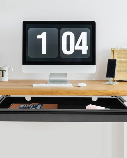 33" Under Desk Drawer Slide Out For Office Desk, Storage Organizer For Sit Stand Workstation, Black