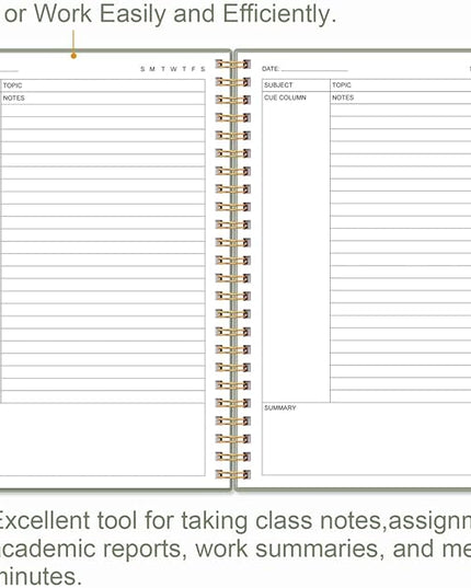 Yaridar A5 Cornell Notes Notebook - College Spiral Cornell Notebooks for Note Taking, Subject College Ruled Steno Pads for Office/School/Home, 5.8" x 8.5", Green