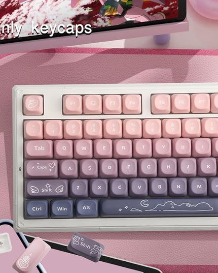 134Keys PBT Keycaps MOA Profile Key Cap for Cherry Gateron MX Switches Mechanical Keyboards Key caps (Taro Purple)
