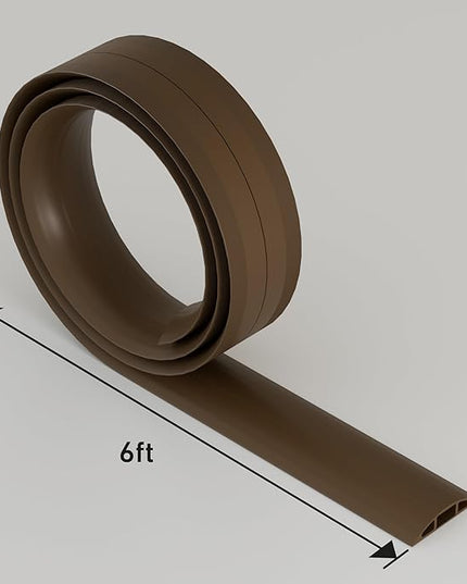 D-Line 6ft Floor Cord Cover, Cable Protector, Hide Extension Cords, Protect Cords, Prevent Cable Trips, Heavy Duty Cord Hider - Cable Cavity = 0.63" (W) x 0.31" (H) - Brown