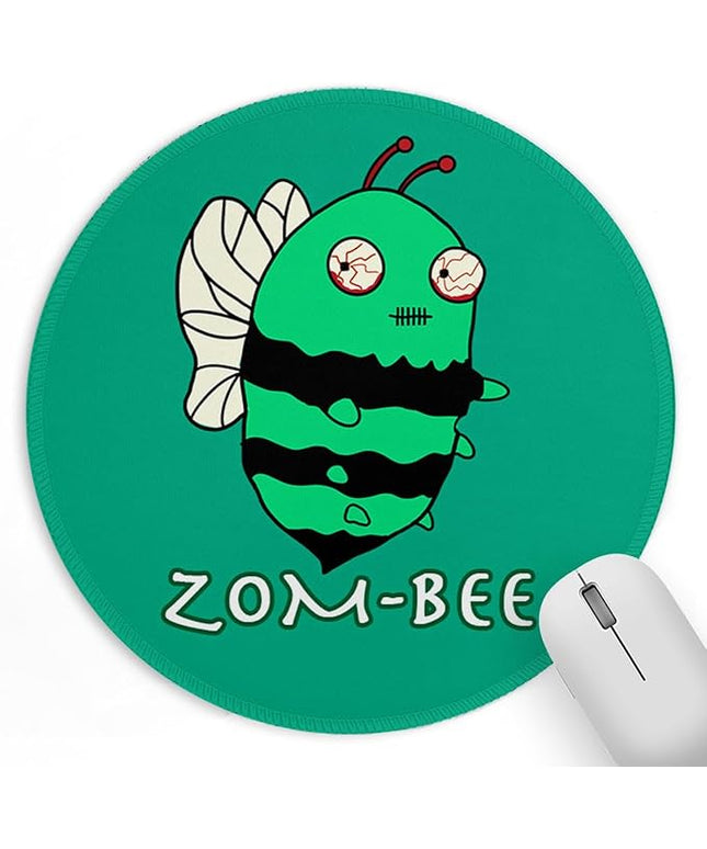 Zom Bee Round Mouse Pad 8.6 x 8.6 Inch, Cute Funny Mousepad for Laptop Gaming, Stitched Edge Non-Slip Rubber Base, Home Office Decor Desk Accessories
