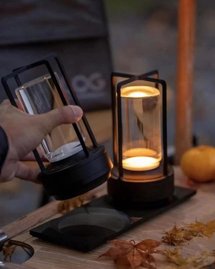 Portable Metal Table Lamp for Indoor/Outdoor ,Rechargeable Cordless LED Lamp, 3-Colour Infinitely Dimming Battery Powered Small Desk Lamp, Restaurant/Bedroom/Bar/Coffee Shop/Camping Light (Black)