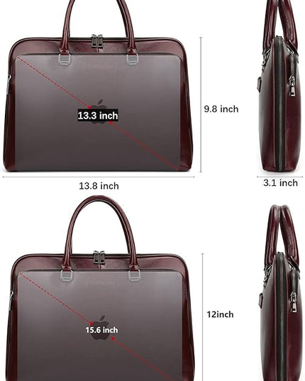 Blofinche Laptop Messenger shoulder bag: Genuine Leather work Briefcase 13.3 15.6 inch designer handbag