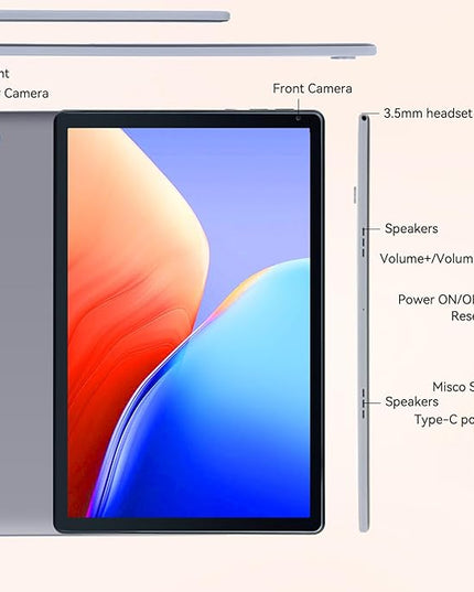 URAO Tablet,10.1" Android 15 Tablet with Octa-core Processor 24GB RAM 128GB ROM HD IPS Touchscreen 8H Battery, Wi-Fi 6, BT 5.0, Dual Camera, Android Tablets