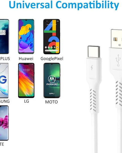 4 Inch USB C Cord Short 5 Pack Durable USB A to USB Type C Cable Fast Charging for Charging Station Compatible with Samsung Galaxy Note 10 20 S10 S20 A20 Plus LG (White)