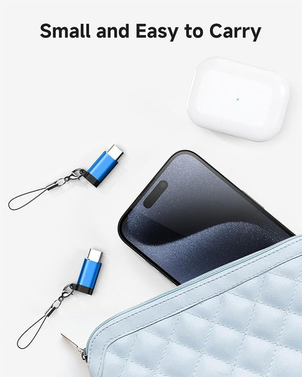 Lightning to USB C Adapter 4 Pack, Fast Charging & Data Sync for iPhone 15/16/17 Pro/Pro Max, Charger Adapter Accessory (Not for Audio/OTG)-Blue